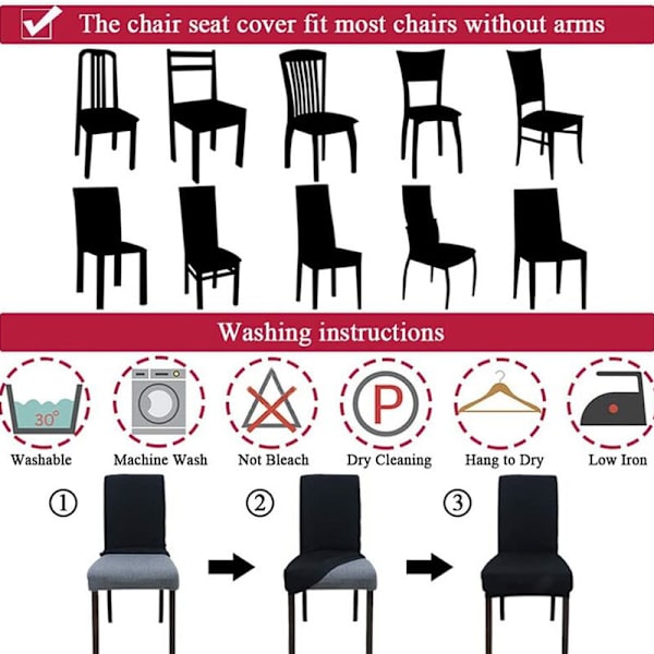 6 x Stretch Stolsöverdrag Stretch Stolsöverdrag Överdrag