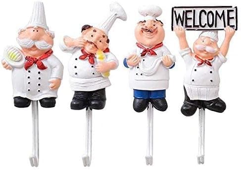 4-pack väggkrokar i form av franska kockar i harts