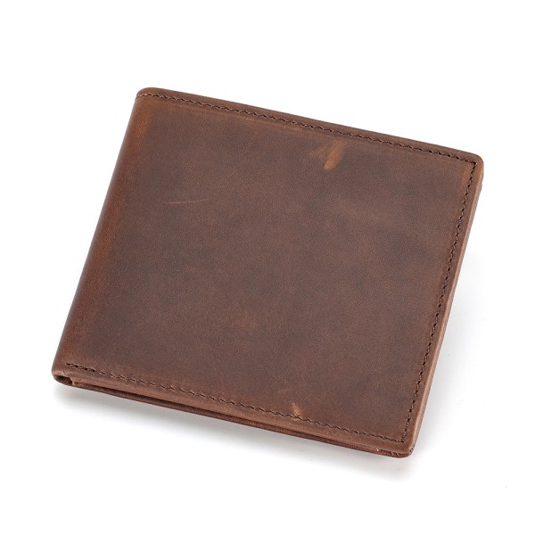 Brunt läder plånbok för män - Stor herrplånbok med RFID-skydd