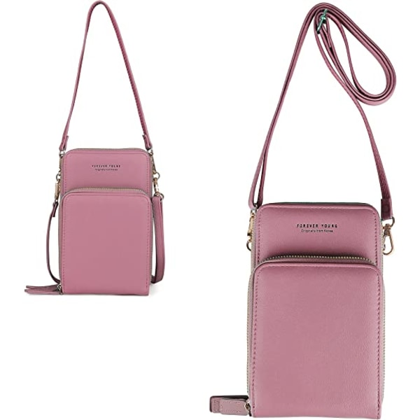 Liten crossbody-veske for kvinner Lommebokveske til mobiltelefon med Touch S