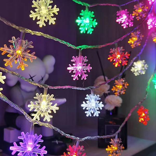 Jule Snefnug Lys Kæde, Batteridrevet Julelys 20FT 40LED, Vandtæt Hængende Eventyr Snefnug Lys