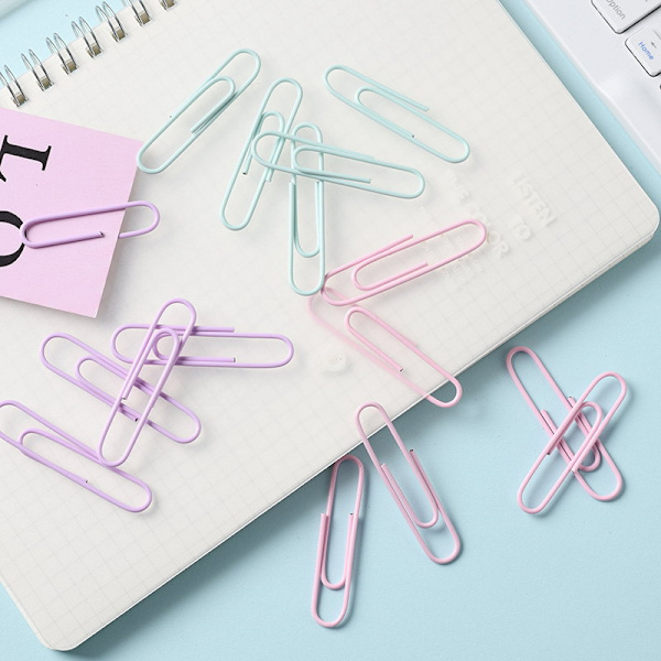 3 Pakke 60stk Macaron Farve Papirclips Frisk Kreativ Boks Stor