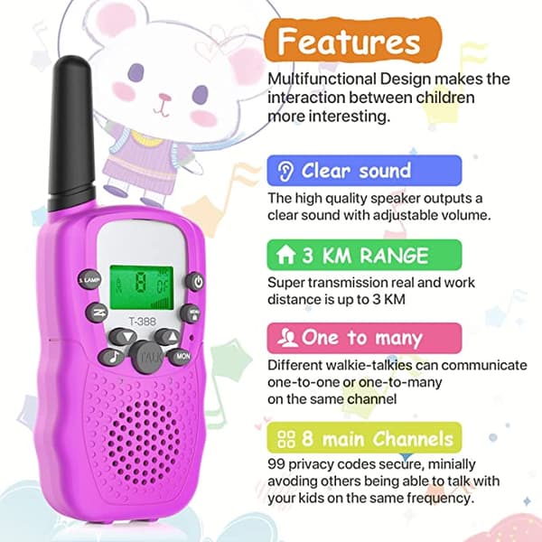 Walkie-talkie for barn 3-pakning, leker 3-12 år gutter jenter bursdag G