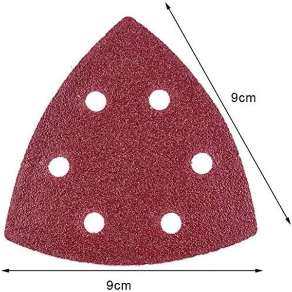 Sats med 72 delta-slippapper trianglar - 6 hål - 93 x 93 x 93 mm -