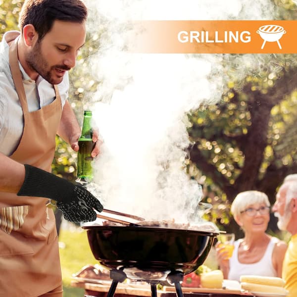 [1 par] - Sorte, grillhansker, varmebestandige hansker opptil 800°C