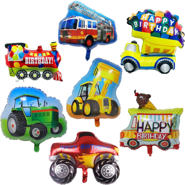 Cartoon car balloon style party, car foil balloons, engineering c