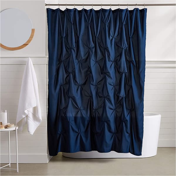 Marineblå - 183x183cm - Vaffelvævet bruseforhæng, polyester