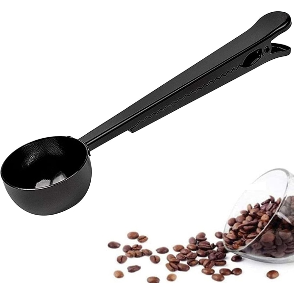 Kaffesked med klämma Rostfritt stål svart multifunktion