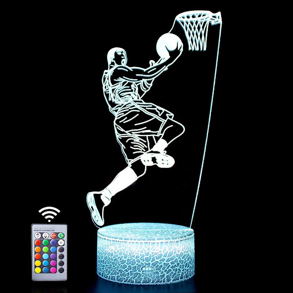 3D Basketball Lampe Bursdagsgåve, Nattlys, 16 Farger Skiftande