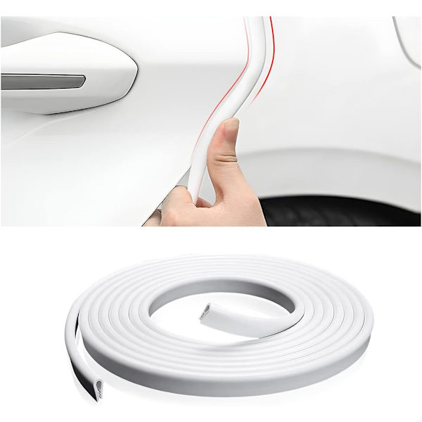 U-formad bilskydd för dörrkanter, 500 cm bilskydd i gummi, för bilskydd i gummi (White)