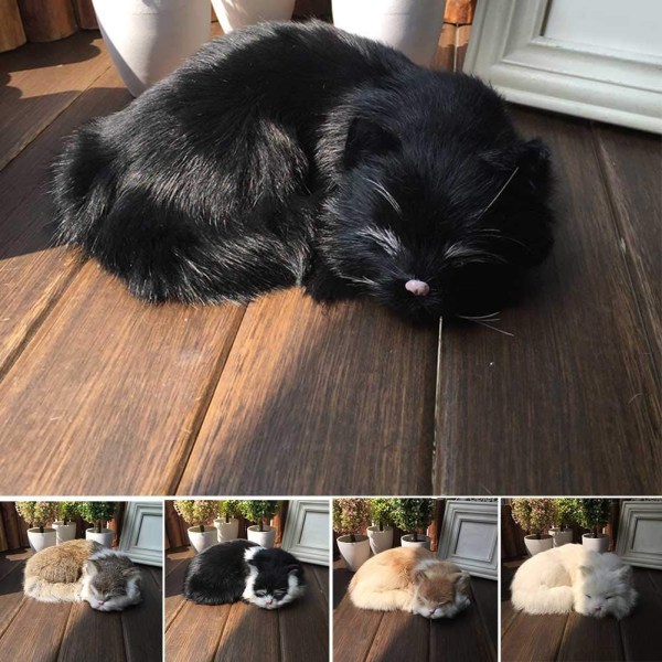 Realistinen kissan elämän nukkuminen, kissan pehmolelu, väärennetty pehmolelu, väärennös