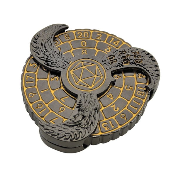 7 i 1 Fingertip Gyroskopisk DND Terninger Roulette (Sort og Guld)