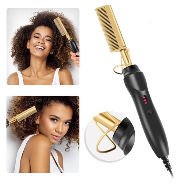 Dry and wet copper comb, straight hair curling stick, househ