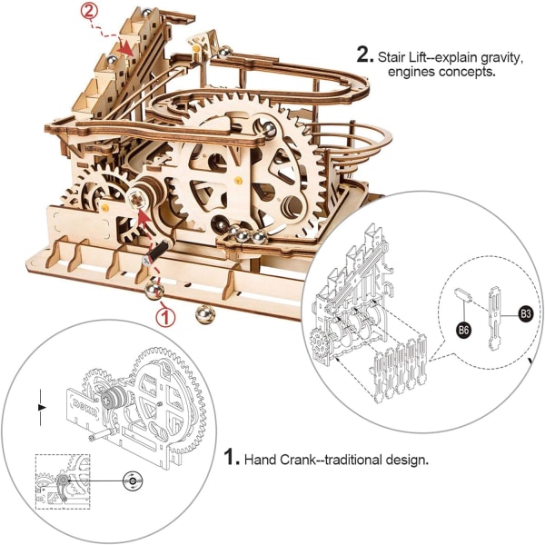 3D-puinen mekaaninen palapelimalli (Waterwheel Coaster) Braintilla