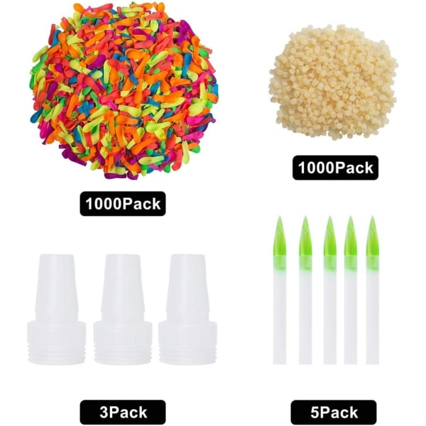 Vesiilmapallojen täyttöpakkaukset 1000 pakkaus värikkäitä lateksipommeja Water F
