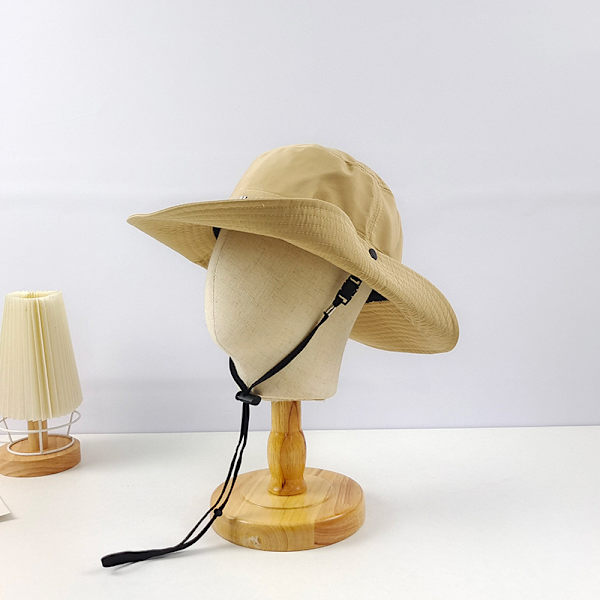 Utendørs bredbremmet solhatt (Khaki), dobbeltlags klassisk kamparmé-stil jungel solhatt for fiske, jakt, camping