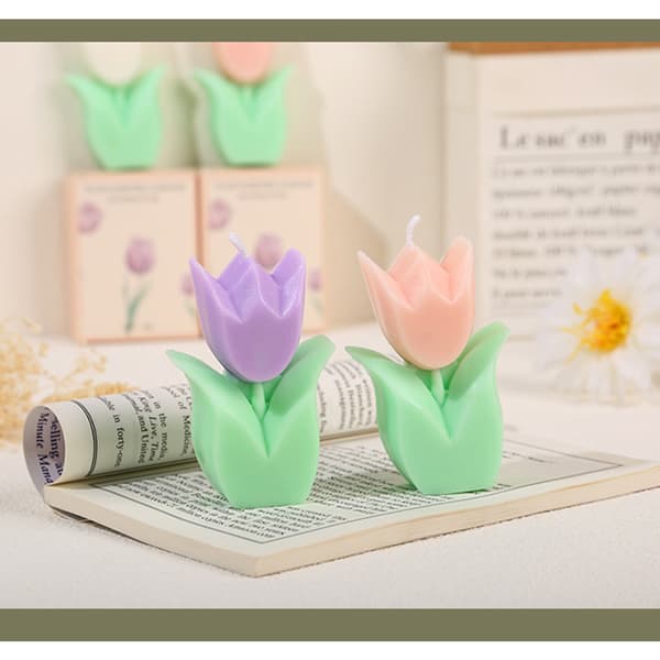 Tulipan Duftlys - Rosa og Lilla - 2 Stykker