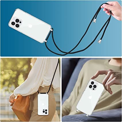Nupcknn Coque avec Cordon pour iPhone 13 Pro, Transparent Coque