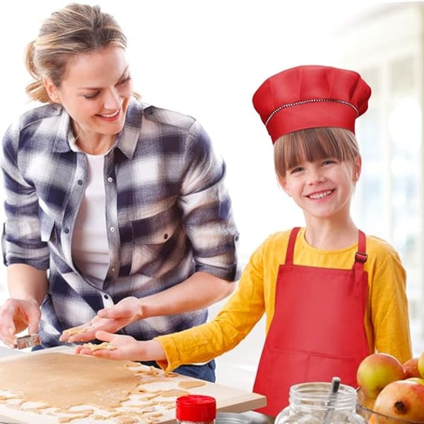 Esiliina + Chef Hat set, säädettävä lasten keittiöesiliina, taskuilla