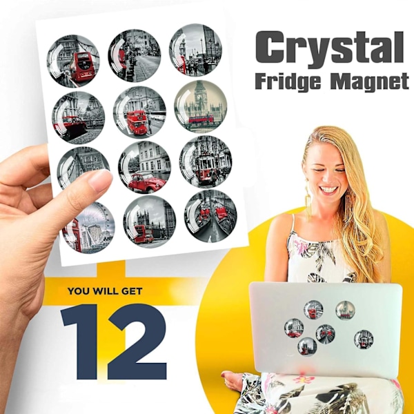 (30 mm) 12 kpl Kaupunkinäkymä Jääkaappimagneetti, 3D Jääkaappimagneetti, Tasainen Magneetti, Magneettinen Taulumagneetti, Valkotaulumagneetti