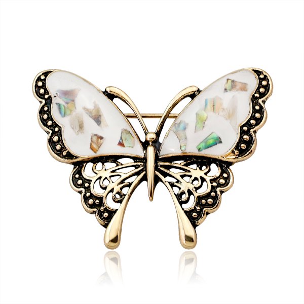 Broche Knapper, Hvide Sommerfugl Skjorte Pin Knapper, Sikkerhedsbrosche,