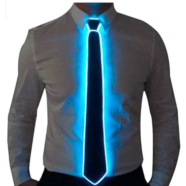 (Blå)LED Tie Light Up Neck Tie Glow Light Up Neon Led Necktie LE