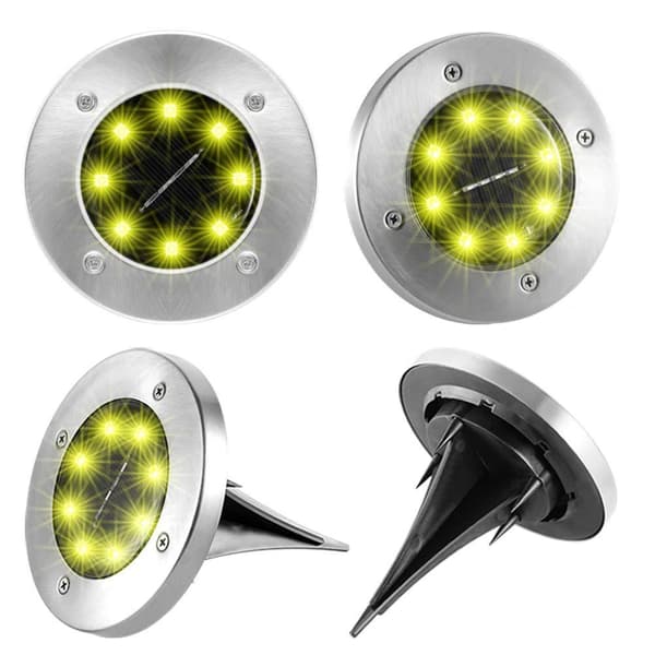 [12 stk] Solcelle Underjordisk Lys 8LED Varm Hvit Hage Plen Lys