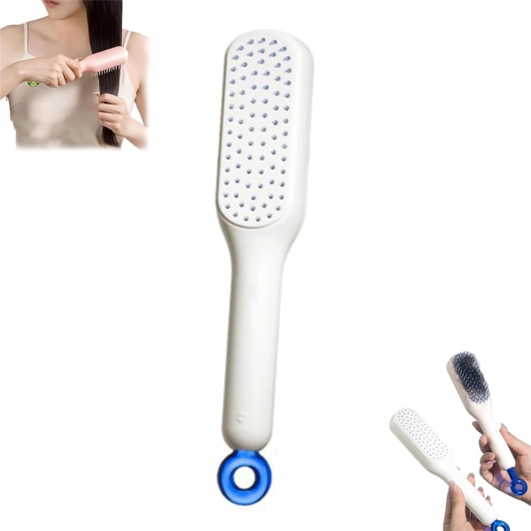 (Vit)Självrengörande hårborste, hårborstar för kvinnor, Air Cush