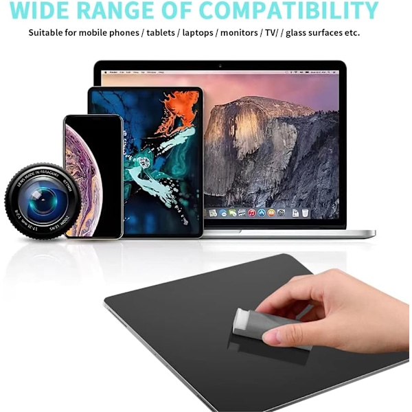 Skærmrens (ingen væske), sprayrens og mikrofiberklude, skærmrens, computerskærmrens, til telefon/tablet Grey