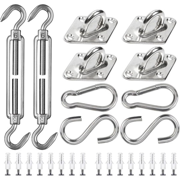M6 Varjopurje Kiinnityssarja 42 Osaa Ruostumattomasta Teräksestä Valmistettu Laite Suorakulmaisten ja Kolmion Muotoisten Varjopurjeiden Asennukseen