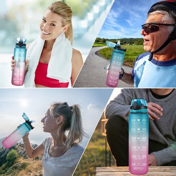 Vandflaske 1L BPA gratis sportsdrikflaske Motiverende vand