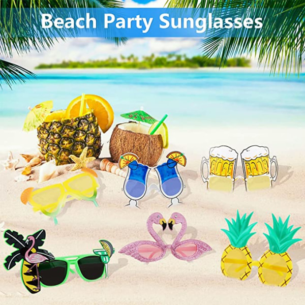 6 paria Hawaii-aurinkolasit, juhlat hauskat lasit, trooppiset lasit, G
