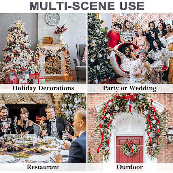 12 stk 4 cm julekulepynt dekorerte julekuler