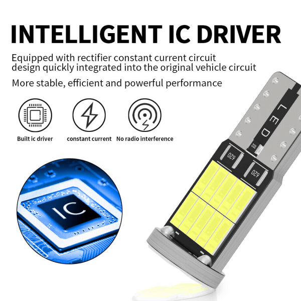 10 stk T10 W5W 194 168 501 LED interiørlys pære skiltlys