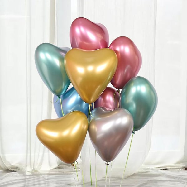50 stk Hjerteballoner Latexfolie Metal Kærlighedsballoner Dekorativ Ba