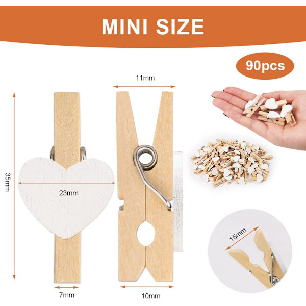 Mini dekorative klesklyper, 90 stk. mini treklyper i tre, små tre