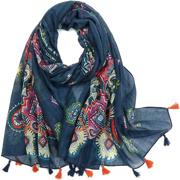 1PCS Boho Scarf för kvinnor Blommönster Blommigt tryck Lätt