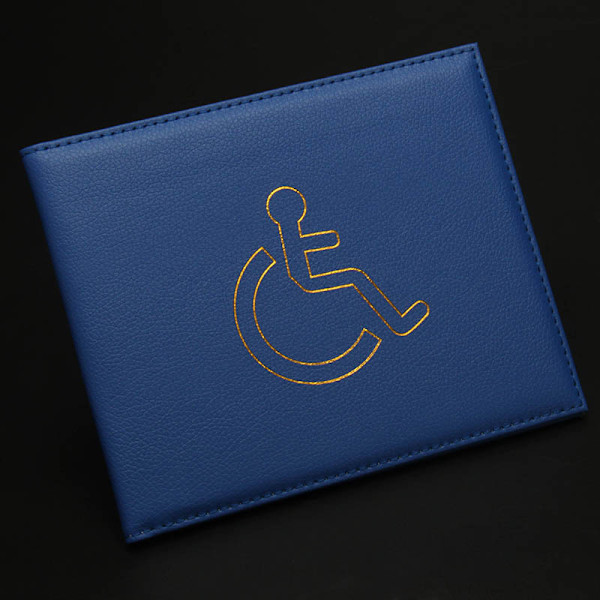 Blå handicap parkeringskort og timer holder, PU læder ID kortholder