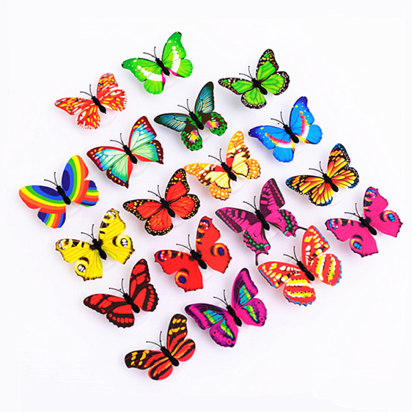 (18 stykker) Sommerfugllys, fargerik 3D-sommerfuglveggklistremerke