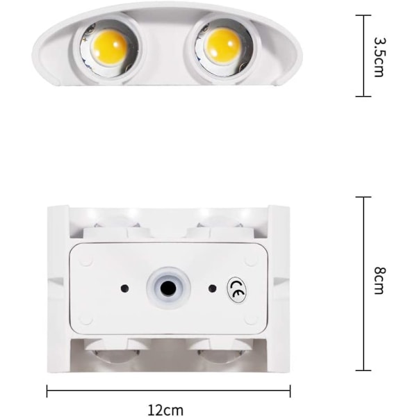 12W 4LEDs Vägglampa Utomhus/Inomhus Vattentät IP65, Varm Vit