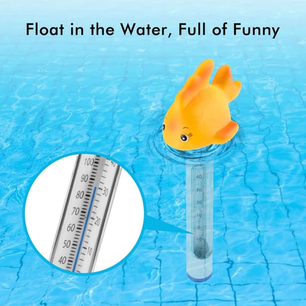 Flydende termometer til swimmingpool, pooltermometer med reb,