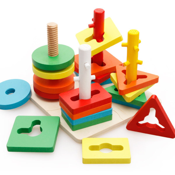 Barns pedagogiska leksaker geometriska trä intelligens trä