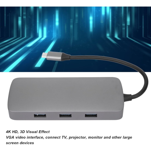 Kantava telakan asema, 10 in 1 USB C telakan asema, monitoiminen telakan asema, HD Multimedia Interface, USB3.0, USB2.0 X 2