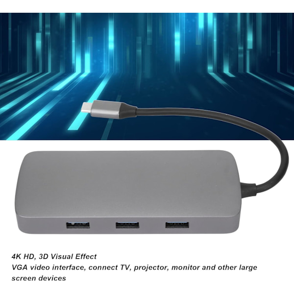 Laptop Dockningsstation, 10 i 1 USB C Dockningsstation, Multifunktionsdockningsstation, HD Multimedia Interface, USB3.0, USB2.0 X 2