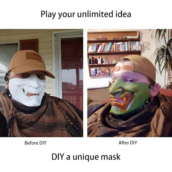 En bit svart Airsoft halv ansiktsmask, Evil Demon Monster Kabu