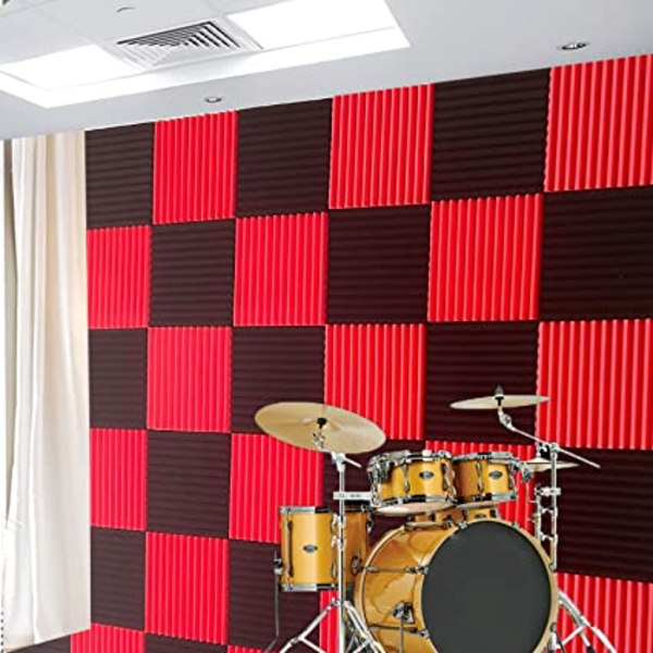 2 st röd/svart Absorb the echo Acoustic Foam Panel Wedge Studio