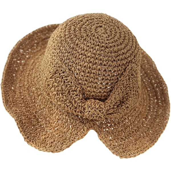 Bred Foldbar Strandhatt for Kvinner Sommerhatt for Kvinner med Bowk