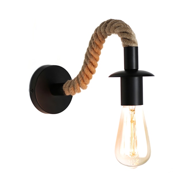 Vintage Hamp Rope Væglampe Industriel Væglampe Sengebord la