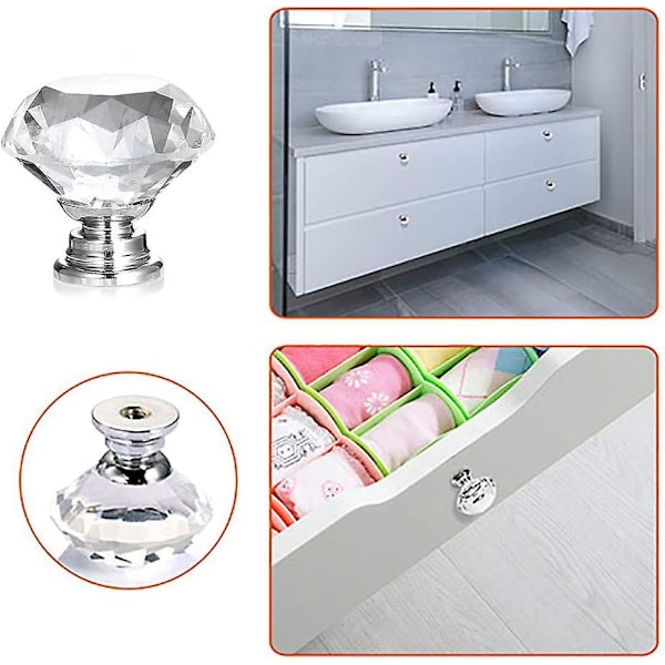 10 stk krystall skuffeknapper kommode møbelknapper sink legering