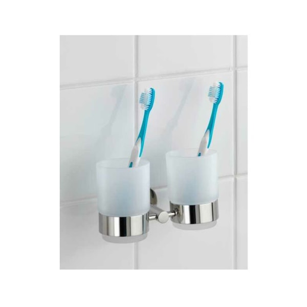 Seinälle kiinnitettävä hammasharjateline, kylpyhuonemuki 2:lle, lasi - stai